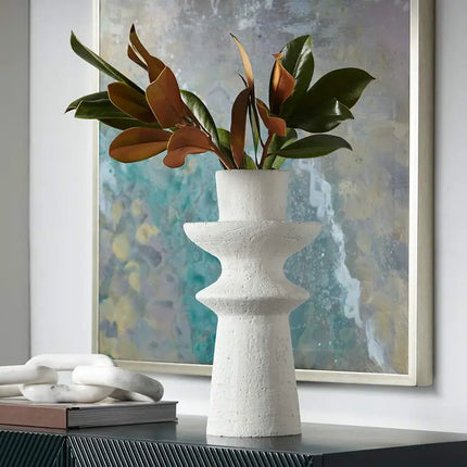 Baust 14 1/2" High White Ceramic Tiered-Top Decorative Vase Studio 55D