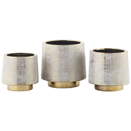 Beacon Gray and Gold Ceramic Vases Set of 3