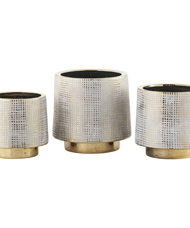 Beacon Gray and Gold Ceramic Vases Set of 3