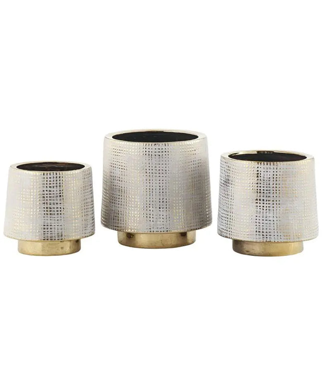 Beacon Gray and Gold Ceramic Vases Set of 3 Crestview Collection