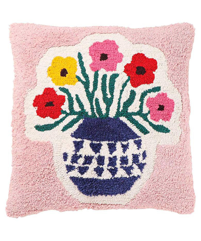 Blossom Flower Vase Tufted 20" Square Accent Pillow Vision