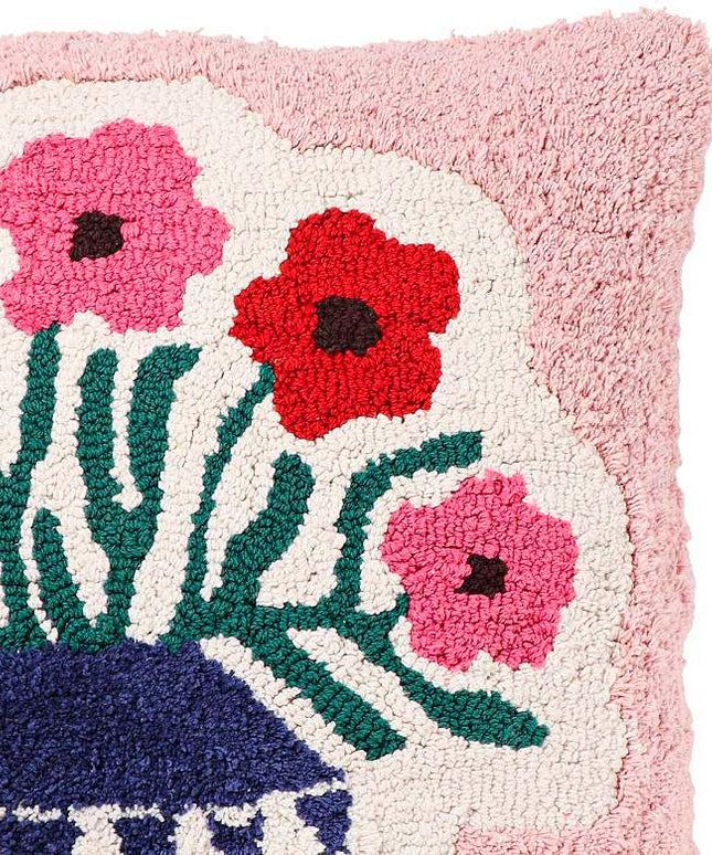 Blossom Flower Vase Tufted 20" Square Accent Pillow Vision