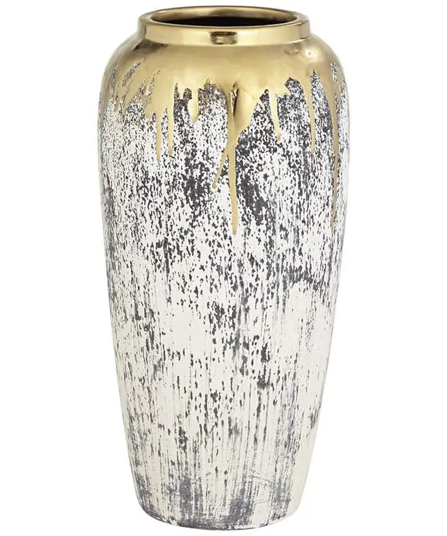 Blythe 14" High Matte Gold and Gray Decorative Vase Dahlia Studios