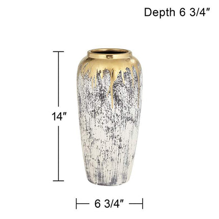 Blythe 14" High Matte Gold and Gray Decorative Vase