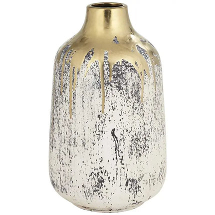 Brisbane 11 1/2" High Matte Gold and Gray Decorative Vase Franklin Iron Works