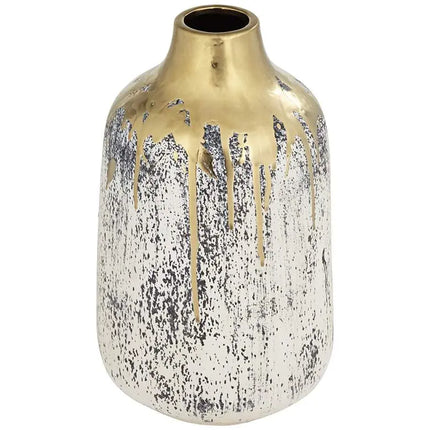 Brisbane 11 1/2" High Matte Gold and Gray Decorative Vase Franklin Iron Works