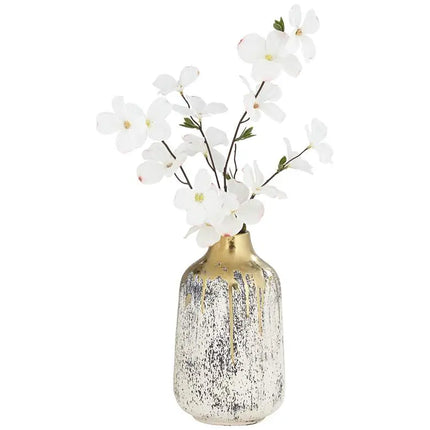 Brisbane 11 1/2" High Matte Gold and Gray Decorative Vase Franklin Iron Works