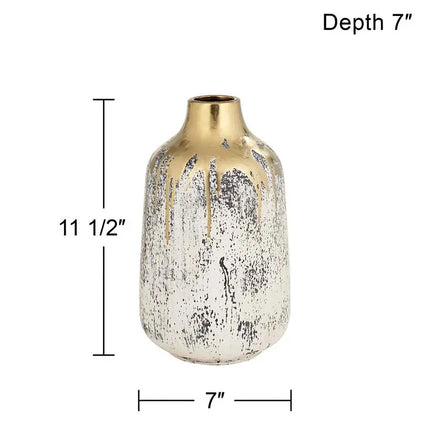 Brisbane 11 1/2" High Matte Gold and Gray Decorative Vase Franklin Iron Works