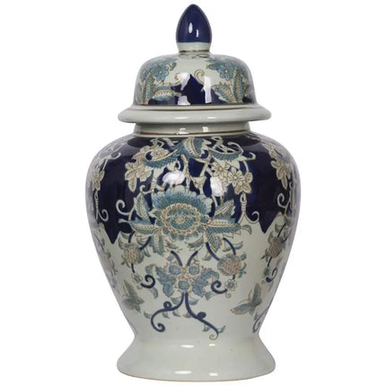 Bryn 16 1/2" High Blue and White Ginger Jar with Lid Franklin Iron Works