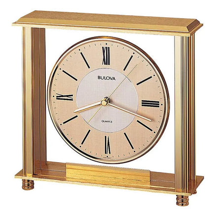 Bulova Grand Prix Brass 8" Wide Table Clock Clock