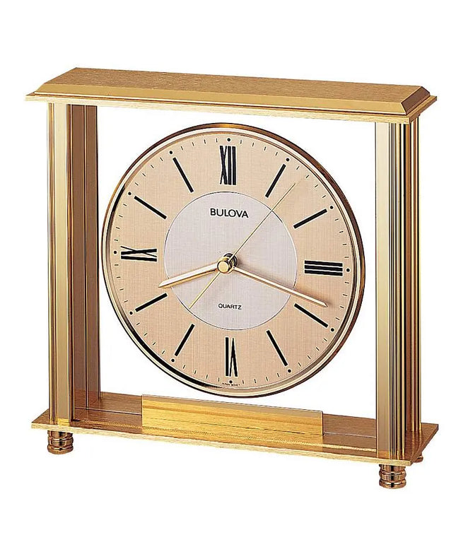 Bulova Grand Prix Brass 8" Wide Table Clock Clock