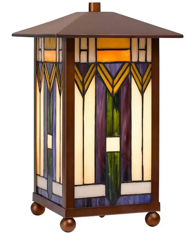 Cal Lighting 14" Bronze Tiffany-Style Mission Accent Table Lamp Cal Lighting