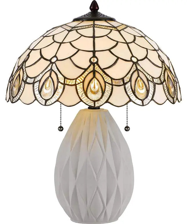 Cal Lighting 20 1/4" High Cream Tiffany Style Glass Shade Table Lamp Cal Lighting