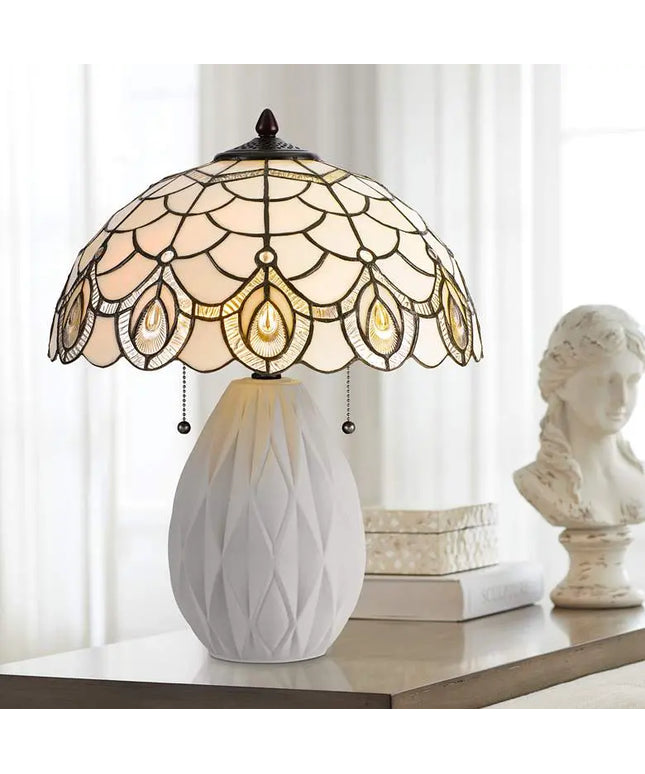 Cal Lighting 20 1/4" High Cream Tiffany Style Glass Shade Table Lamp Cal Lighting