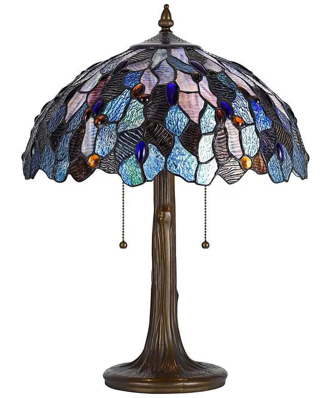 Cal Lighting 22 1/2" Antique Brass and Blue Glass Accent Lamp Cal Lighting