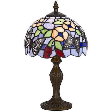 Cal Lighting Butterfly and Flower 14" High Tiffany-Style Accent Lamp Cal Lighting