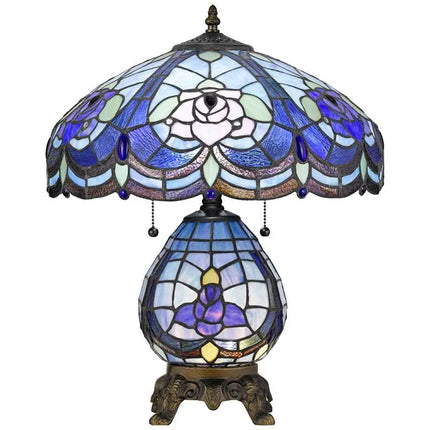 Cal Lighting Cobalt Blue Flower 19 3/4" Tiffany-Style Night Light Lamp Cal Lighting