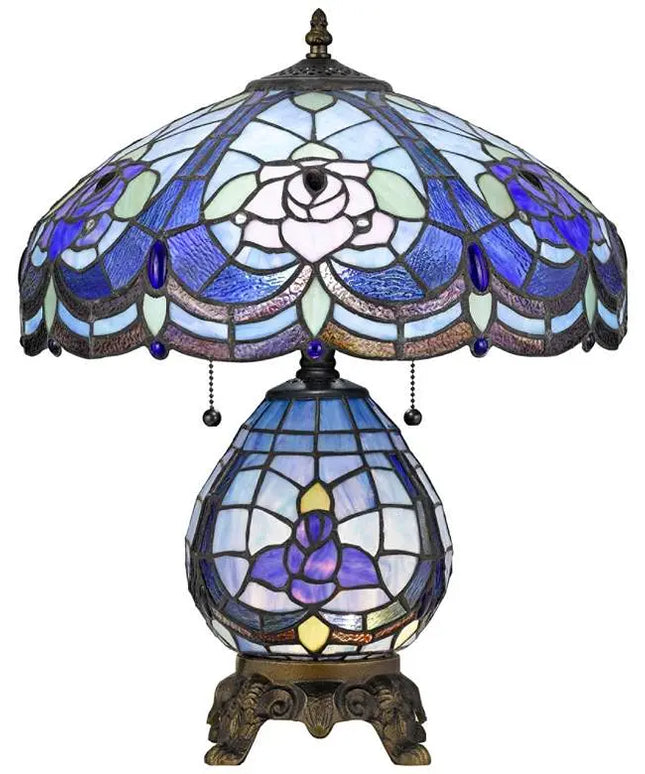 Cal Lighting Cobalt Blue Flower 19 3/4" Tiffany-Style Night Light Lamp Cal Lighting