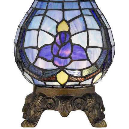 Cal Lighting Cobalt Blue Flower 19 3/4" Tiffany-Style Night Light Lamp Cal Lighting
