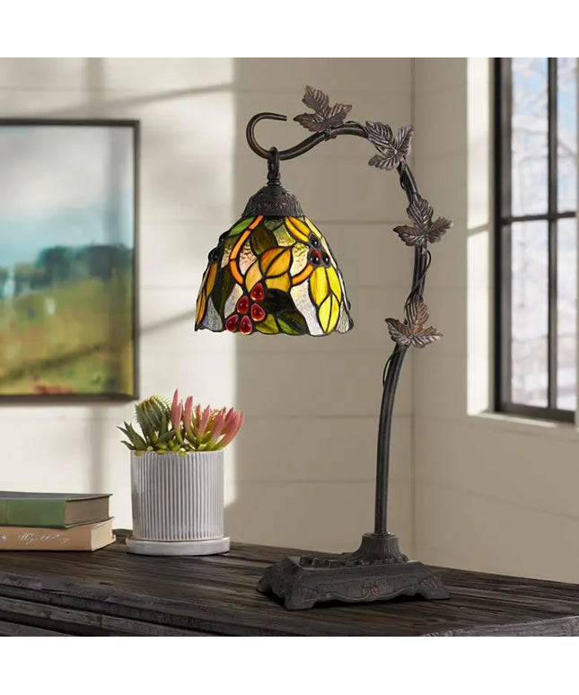 Cal Lighting Cotulla 24" Vine and Leaf Tiffany-Style Glass Desk Lamp Cal Lighting