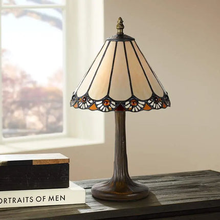 Cal Lighting Flower Petal 13 1/2" High Tiffany-Style Accent Table Lamp Cal Lighting