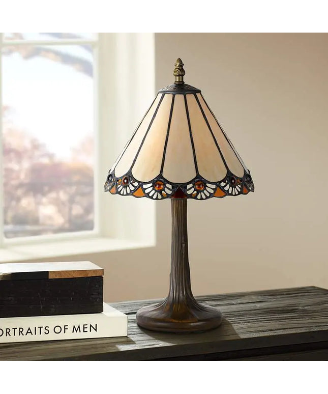 Cal Lighting Flower Petal 13 1/2" High Tiffany-Style Accent Table Lamp Cal Lighting