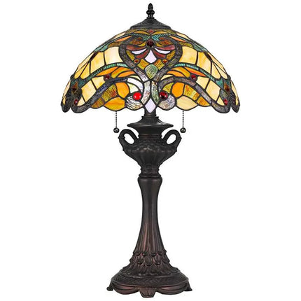Cal Lighting Markham 25" Bronze and Tiffany-Style Glass Table Lamp Cal Lighting