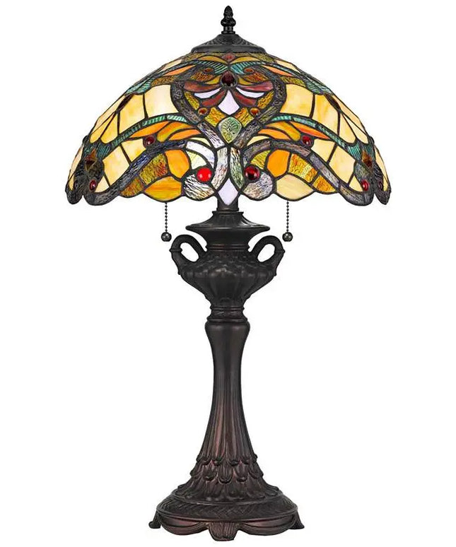 Cal Lighting Markham 25" Bronze and Tiffany-Style Glass Table Lamp Cal Lighting