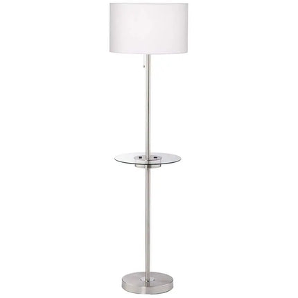 Caper 60 1/2" Nickel Tray Table USB and Outlet Floor Lamp 360 Lightning