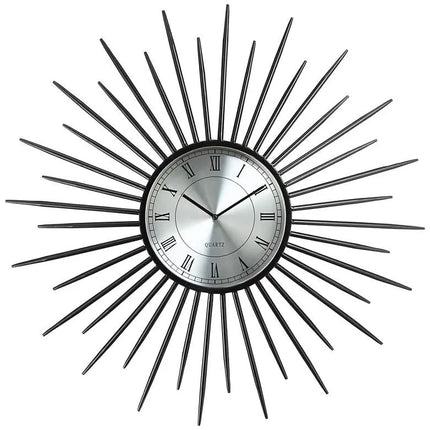 Castallia Black 28" Round Metal Sunburst Wall Clock Clock