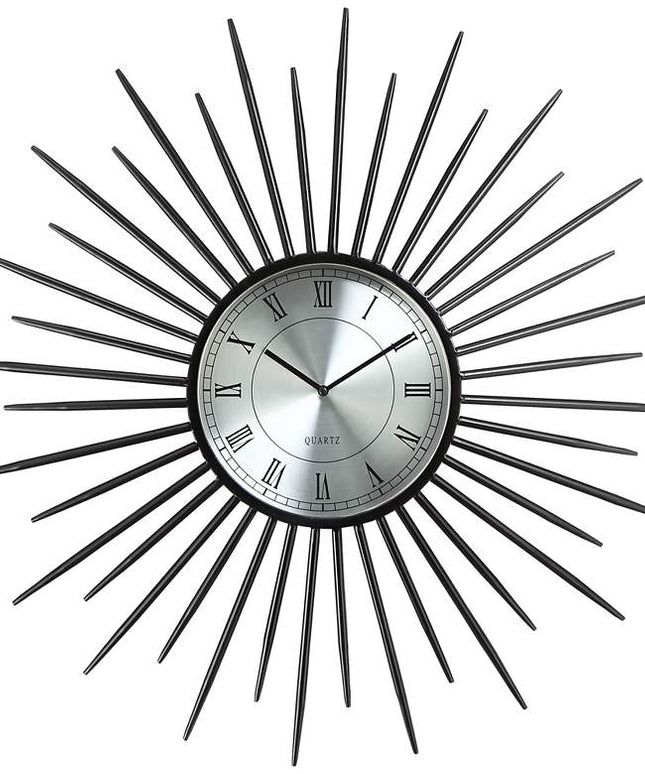 Castallia Black 28" Round Metal Sunburst Wall Clock Clock