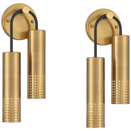 Celine 16" High Warm Gold 2-Light Wall Sconce Set of 2 360 Lighting