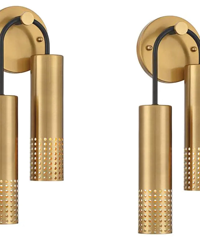 Celine 16" High Warm Gold 2-Light Wall Sconce Set of 2 360 Lighting