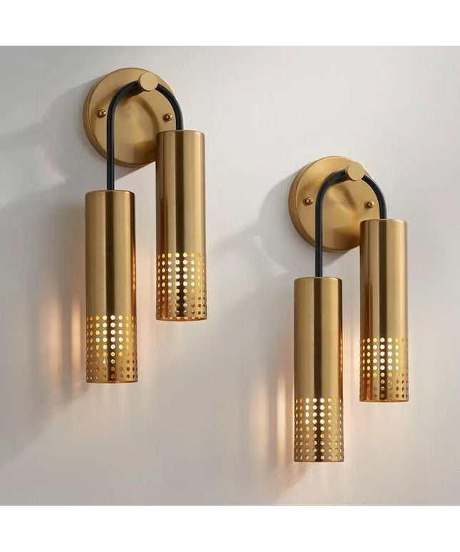 Celine 16" High Warm Gold 2-Light Wall Sconce Set of 2 360 Lighting
