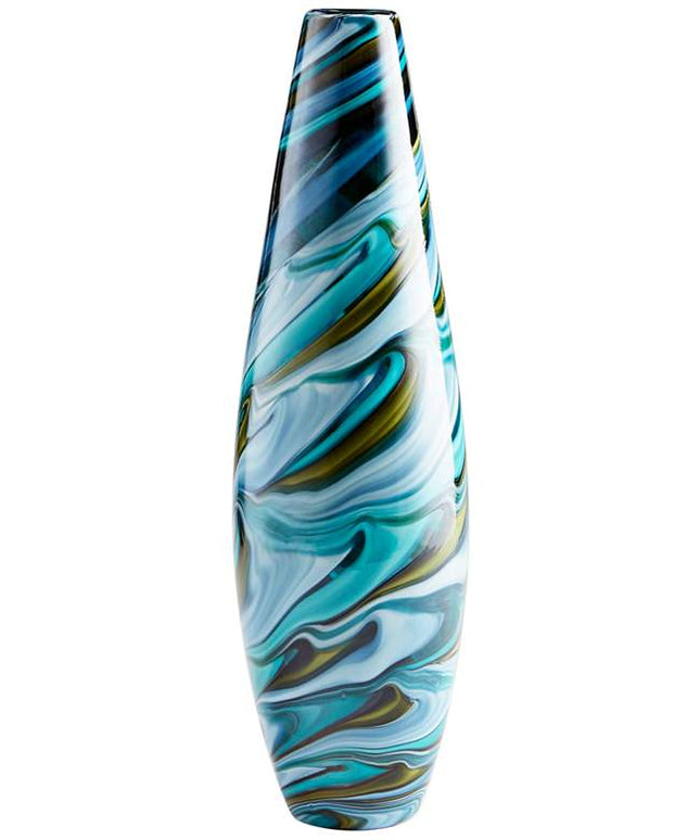 Chalcedony Large 19 3/4" High Multi-Color Blue Glass Vase