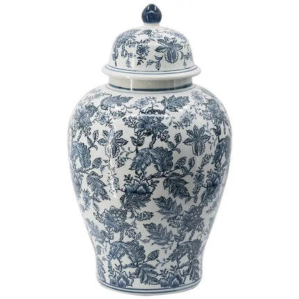 Chinoiserie 23 1/4" High Blue and White Ginger Jar with Lid Franklin Iron Works