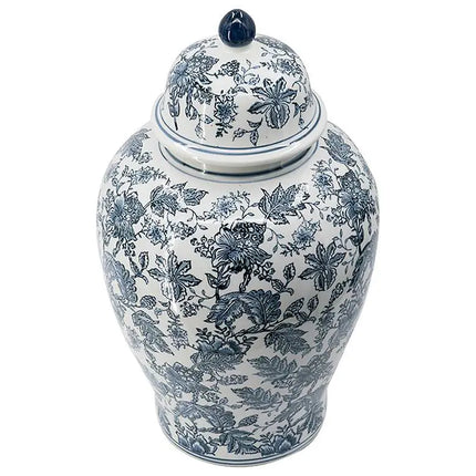 Chinoiserie 23 1/4" High Blue and White Ginger Jar with Lid Franklin Iron Works