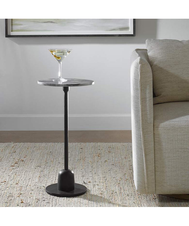 Cinnabar Road Arlo 12" Wide Matte Black Round Accent Table