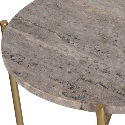 Cinnabar Road Odelia 16"W Gold and Dark Travertine Accent Table