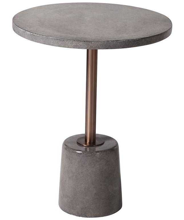 Clayton 17 3/4" Wide Industrial Concrete and Metal Round Accent Table