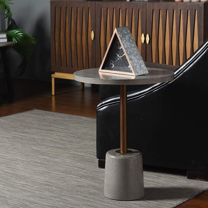 Clayton 17 3/4" Wide Industrial Concrete and Metal Round Accent Table