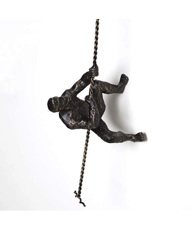 Climbing Man 42" High Bronze Metal Wall Sculpture