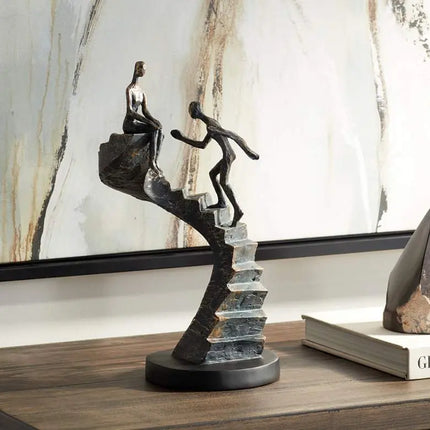 Climbing Stairs 13 3/4" High Bronze Sculpture Vienna Full Spectrum