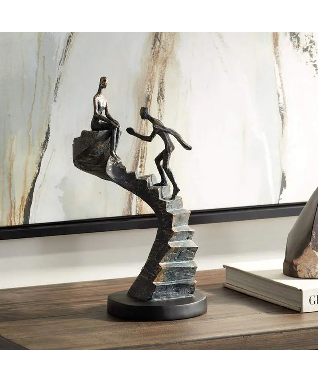 Climbing Stairs 13 3/4" High Bronze Sculpture