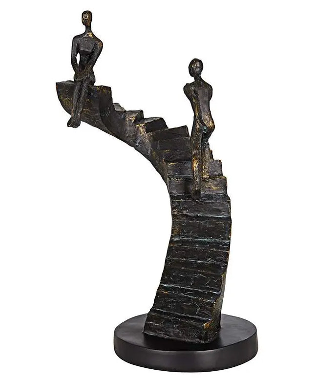 Climbing Stairs 13 3/4" High Bronze Sculpture