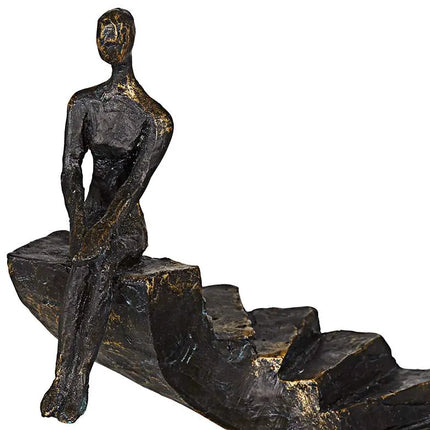 Climbing Stairs 13 3/4" High Bronze Sculpture Vienna Full Spectrum