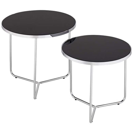 Collins Chrome and Black Glass Nesting Table Set of 2