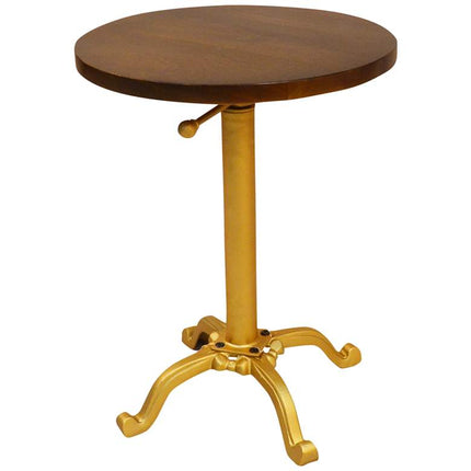 Colton 18" Wide Elm Wood and Gold Adjustable Accent Table