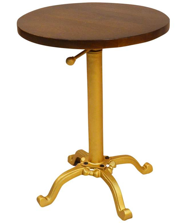 Colton 18" Wide Elm Wood and Gold Adjustable Accent Table