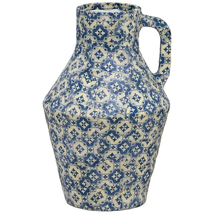 Cotton Mache 12" High Lisbon Tile Decorative Vase Dahlia Studios